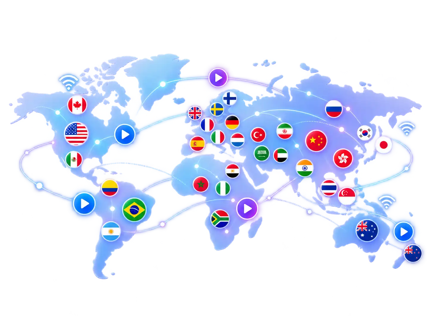 AWKNGTV global live IPTV channels and world coverage map