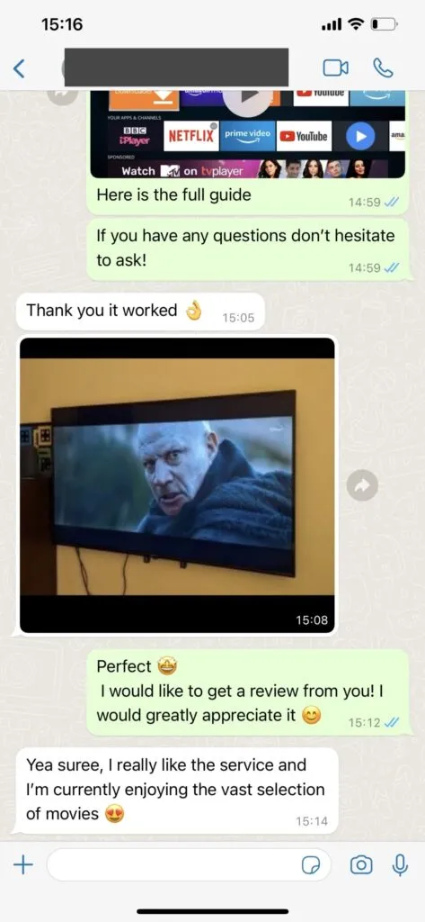 Real WhatsApp conversation customer support proof screenshot 1