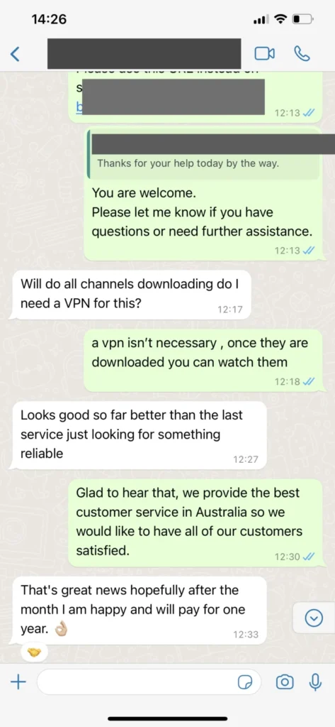 Real WhatsApp conversation customer support proof screenshot 3